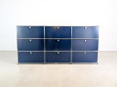 Credenza originale USM Haller, blu acciaio, 3x3; cassettiera Fritz Haller