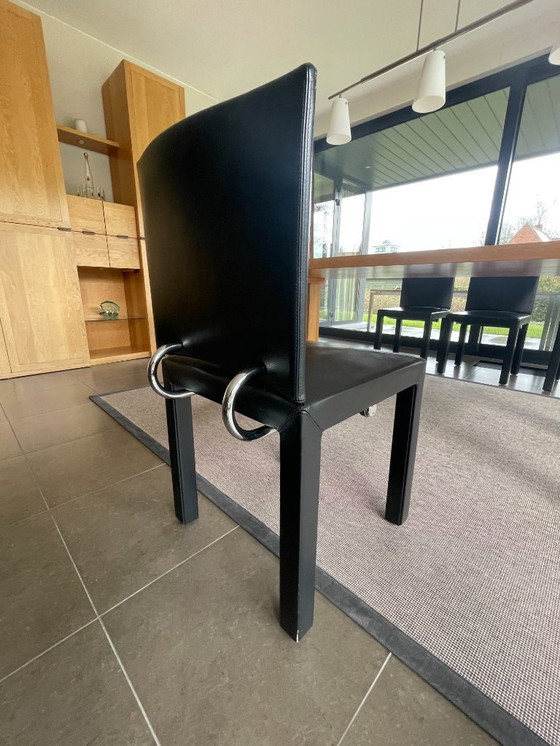 Image 1 of 6 B&B Italia leather dining chairs – vintage Italian design