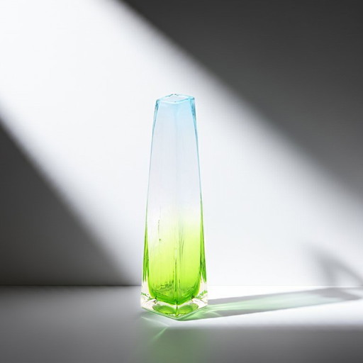Leonardo blue-green vase - Vintage glass design, H 26cm