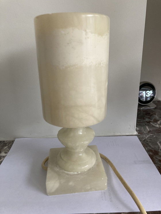 Alabaster table lamp marble vintage fixer-upper – Stone (photo 3 of 7)
