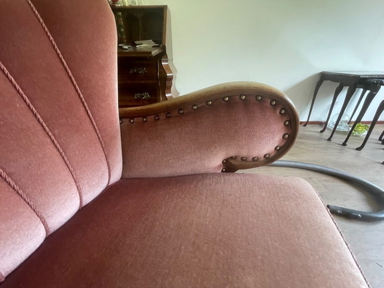 Image 1 of Set van 4 Art Deco fauteuils (ca. 1920-1950) | Opnieuw bekleed met roze fluweel