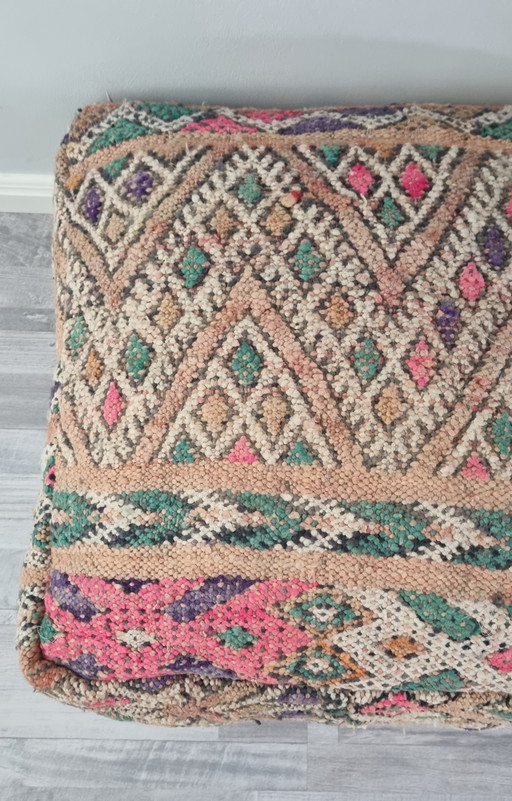 Kelim vintage poef, marokkaanse zitkussen boho style vloerkussen