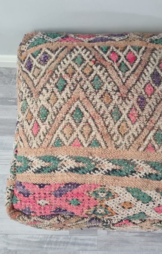 Image 1 of Kelim vintage poef, marokkaanse zitkussen boho style vloerkussen