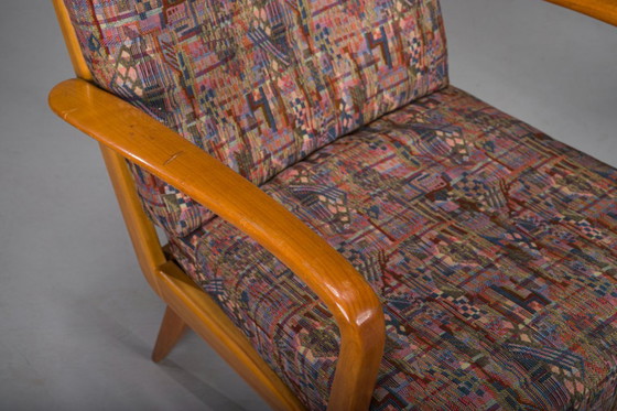 Image 1 of Poltrone vintage in ciliegio e lana di Knoll Antimott, anni '50-'60, set di 2