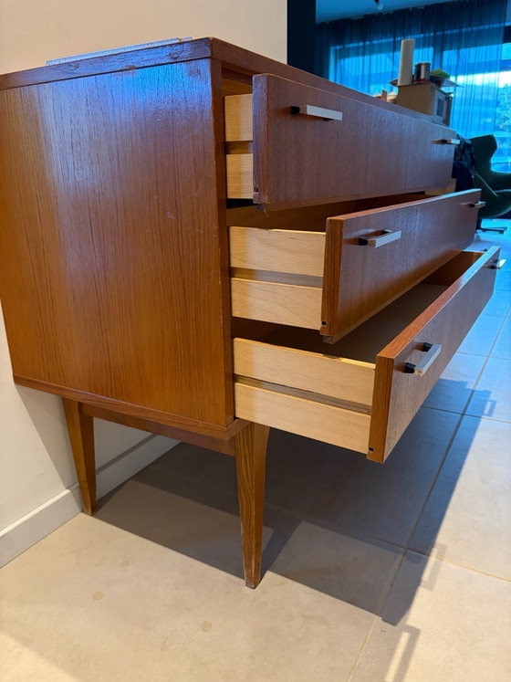 Vintage Mid-Century Chest of Drawers with 3 Drawers | 1960s Style, Wood, Brown (photo 6 of 10)