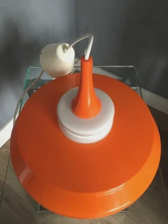Suspension Space Age, orange et blanc, plastique et verre, années 1960-70 (photo 3 sur 5)