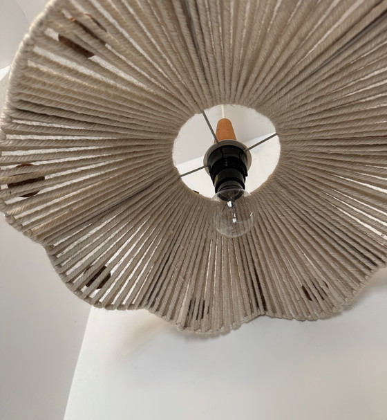 Image 1 of Scandinavian wool and teak chandelier from the 60s