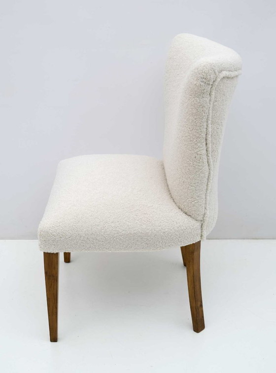 Image 1 of Kleiner italienischer Mid-Century Modern Bouclé-Sessel, 1950er