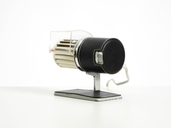 Image 1 of Raro ventilatore da tavolo originale BRAUN HL 1 del 1961, disegnato da Reinhold Weiss, con finitura in pelle.
