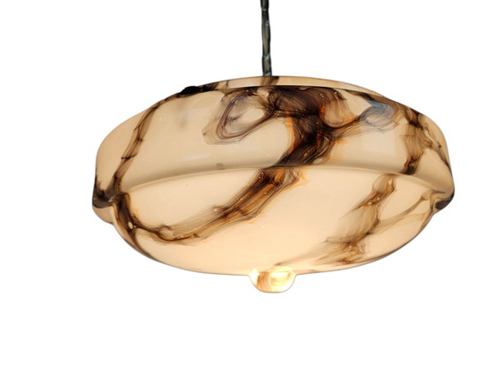 Image 1 of Lampada a ciotola in vetro marmorizzato Art Déco - secondo quarto del XX secolo