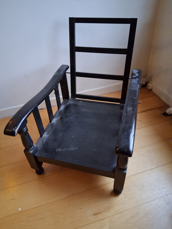 Image 1 of Zwart eiken rookstoel of morris recliner verstelbare rugleuning 