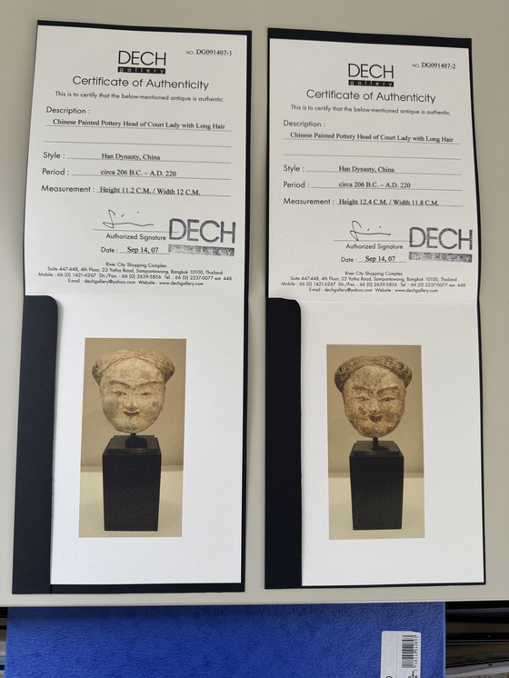 Image 1 of Testa di dama di corte in ceramica dipinta cinese 2x