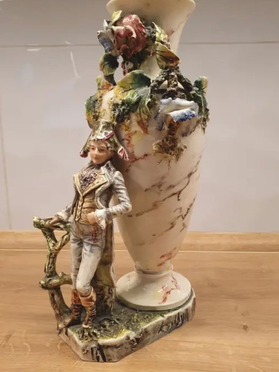 Image 1 of Figural Porcelain Vase with Napoleonic Figure Continental Europe, late 19th century