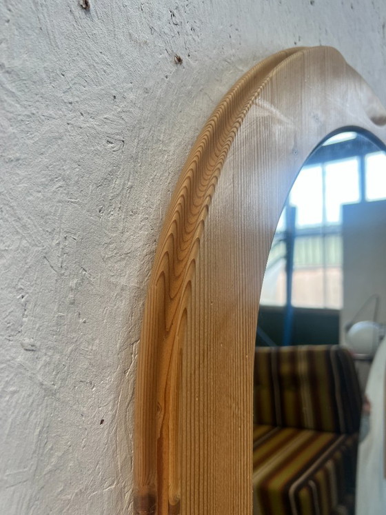 Image 1 of Vintage Large Pine Wood Mirror, Sweden 1970s