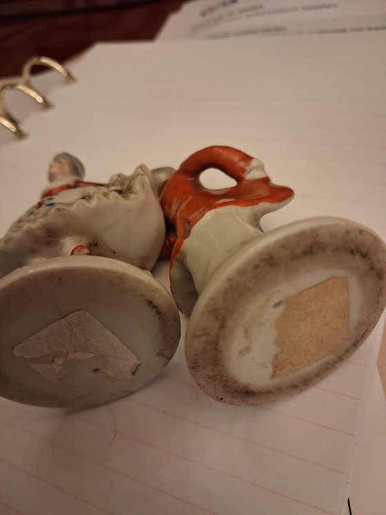 Twee porceleinen beeldjes man en vrouw, Decoratieve objecten, Porselein, Meerdere kleuren (foto 5 van 5)