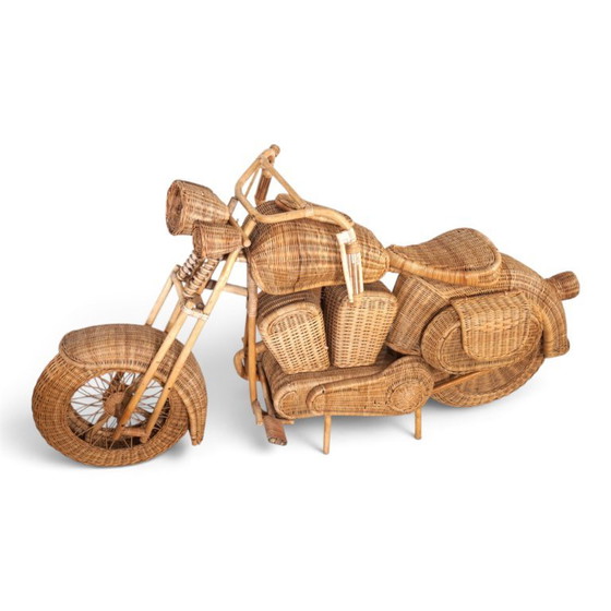 Escultura de motocicleta Harley-Davidson atribuida a Tom Dixon para Habitat en ratán, 1990 (photo 18 of 19)