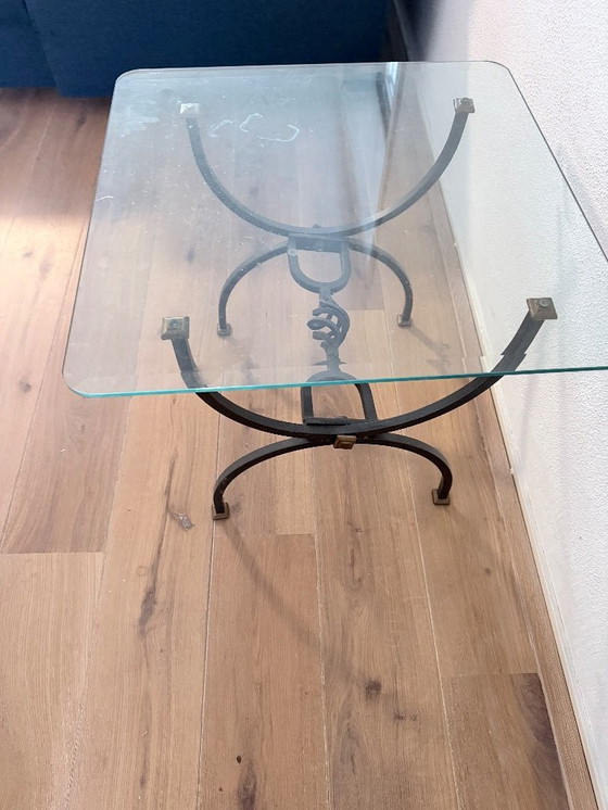 Image 1 of Table d'appoint vintage en fer forgé faite à la main