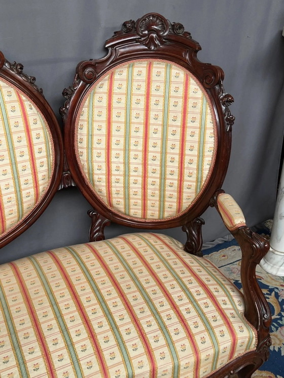 Antikes Barock-Kanapee. Mahagoni, geschnitzt., 3-5 Sitzer Sofas, Braun, Barok (Foto 5 von 7)