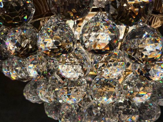 Image 1 of Lámpara de techo/araña con pantallas de cristal de Ernst Palme, Hollywood Regency, Alemania, década de 1960