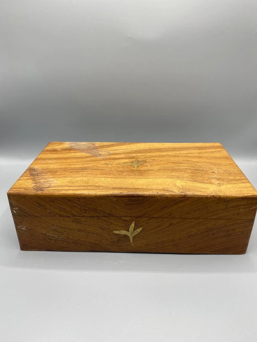 Sheesham Tea Box – 8 Compartments – Brass Bird Inlay – decoratieve objecten, Wood (photo 2 of 5)