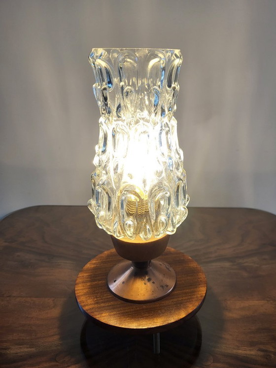 Image 1 of Vintage Table Lamp Tripod From The Sixties With Glass Lampshade