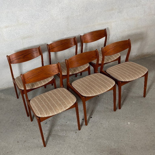 6 sillas de comedor de P.E. Jørgensen — Madera maciza de teca