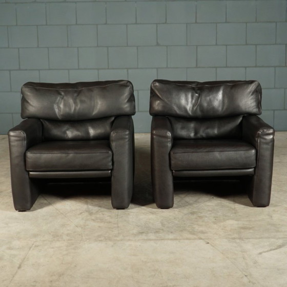 Image 1 of Zona de estar/conjunto de asientos de diseño – cuero negro – Brühl