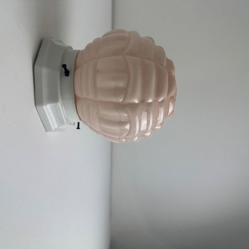 Applique da parete antica in ceramica opalina e stile Art Déco, di piccole dimensioni. – wandlampen, Glass