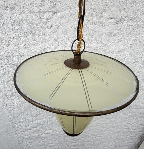 Lampada a sospensione vintage degli anni '50-'60 – Lampade a sospensione, Glass, Metal (photo 3 of 5)