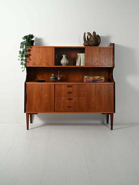 Image 1 of 1950s teak sideboard with display cabinet
