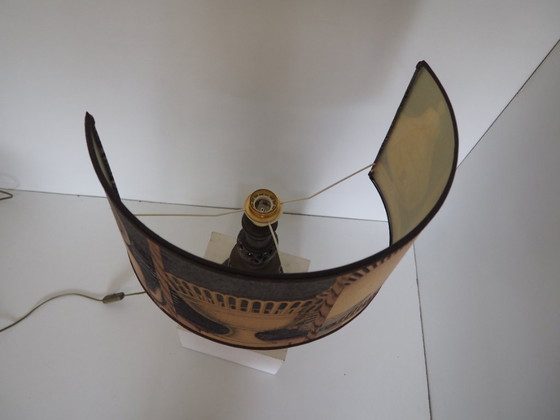 Image 1 of Large Filagree bronze table lamp/shadow Fornasetti fabric