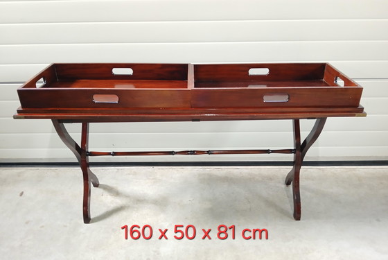 Image 1 of Antique mahogany butler's tray/tray table/side table