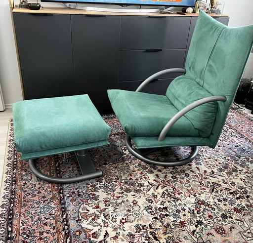 Rolf Benz BMP 418 Torino fauteuil, loungestoel met voetenbank, bank, relaxfauteuil