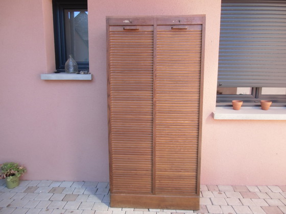 Image 1 of Filing Cabinet - Classeur Administratif, Meuble De Métier Vintage En Bois, 1950