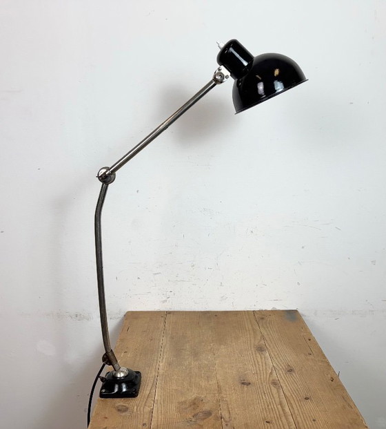 Image 1 of Industrial Workshop Black Enamel Desk Lamp, 1950s