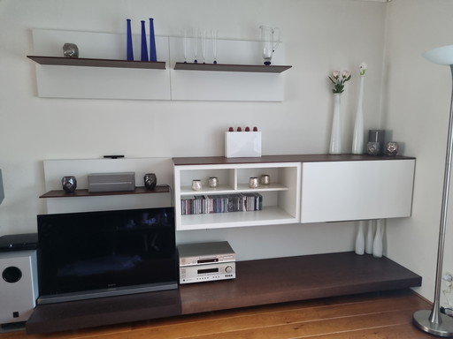 Molteni&C model Pass wall unit, Wenge/Bianco finish