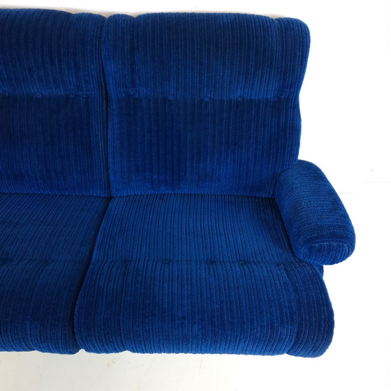 Image 1 of Vintage modulaire bank 3 delen koningsblauwe corduroy stof