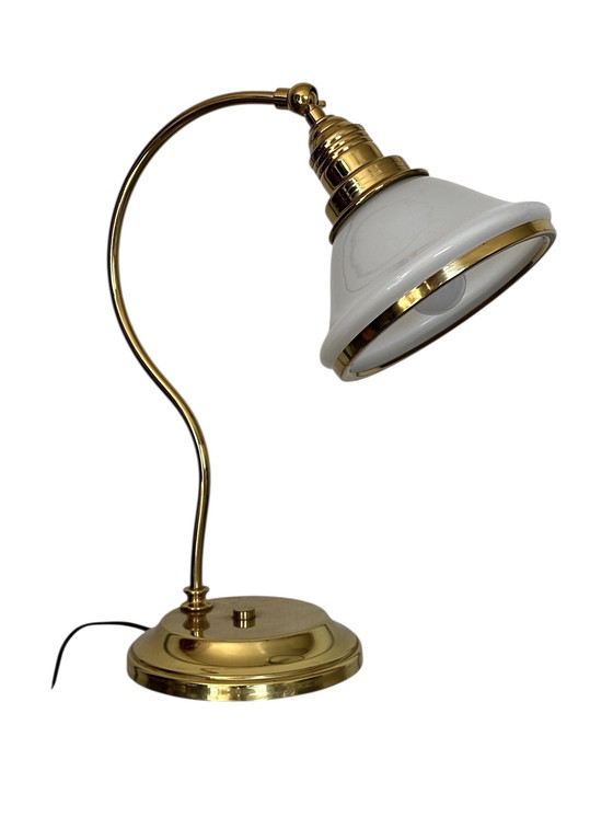 Image 1 of Lampada da tavolo curva design vintage in ottone anni &#39;80
