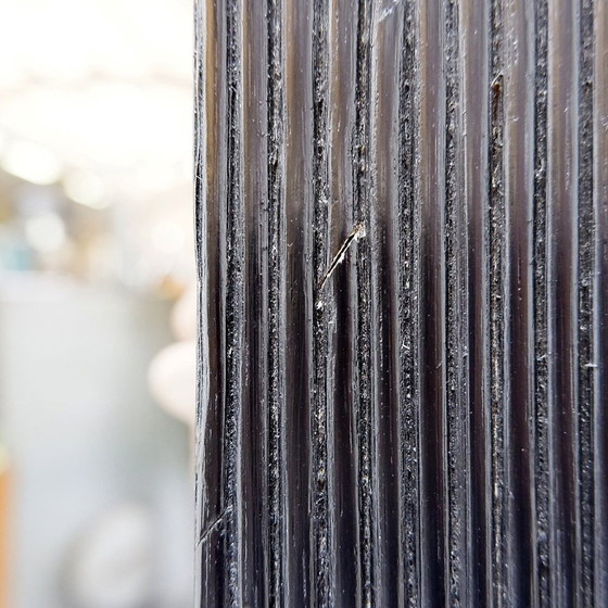 Image 1 of Grand miroir mural Vivai del Sud en bambou laqué noir - Années 1970