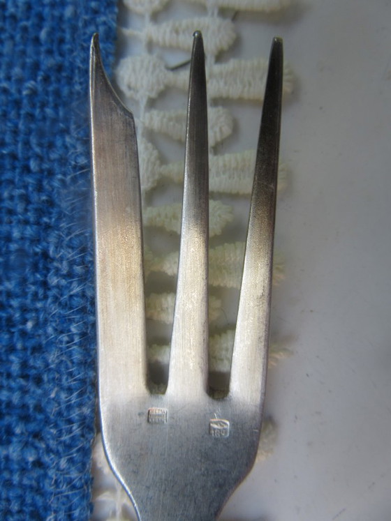 10 French Silver Plated "Metal Blanc" Small Forks Antique Art Nouveau (Ref. 080826) – Table accessories (photo 6 of 14)