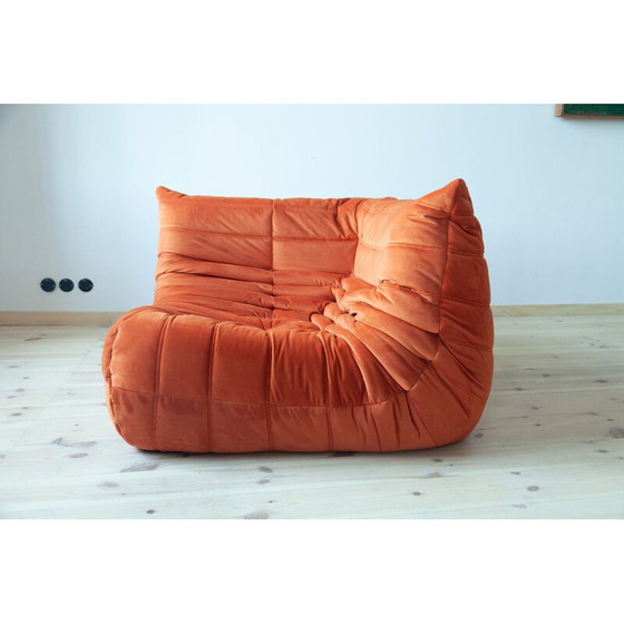 Image 1 of Ensemble salon vintage Togo en velours orange par Michel Ducaroy pour Ligne Roset, France 1970