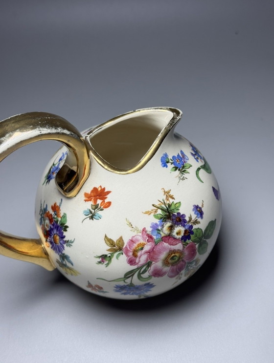 Boch Frères Keramis “Fleurs de Saxe” Art Deco Pitcher – La Louvière, c. 1930s – Vases, Ceramic (photo 10 of 11)