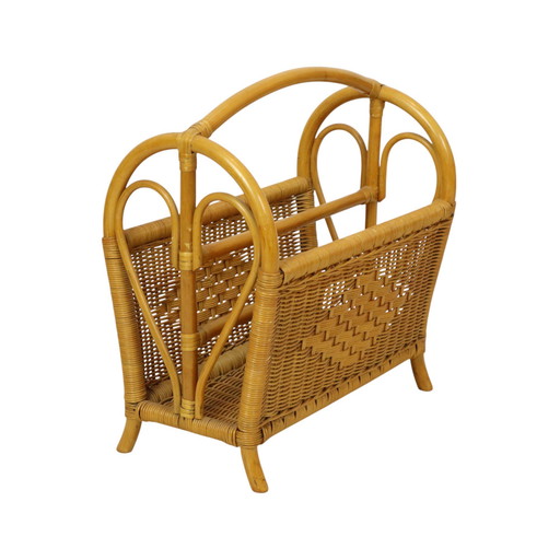 Boho Bamboo Rattan Magazine Rack