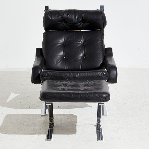 Fauteuil vintage avec ottoman par Reinhold Adolf pour Cor