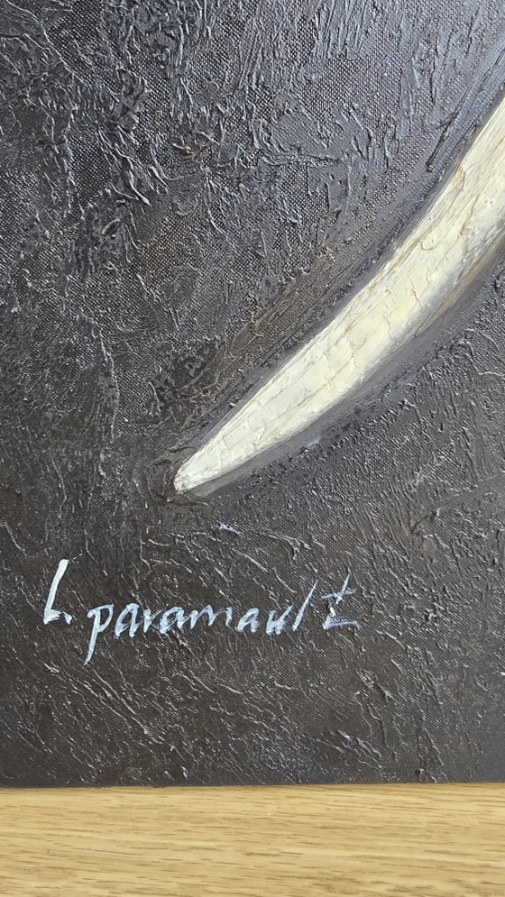 Large 3D Texture Painting Elephant L. Paramault (150x75) – Paintings & Drawings, Wood, Canvas (photo 3 of 13)