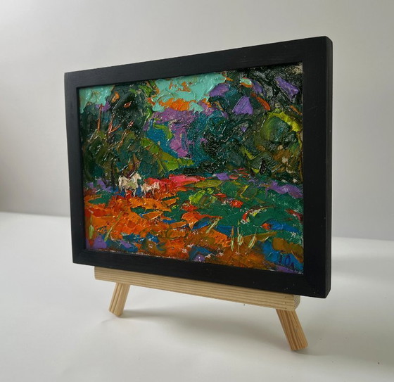 Original Oil Painting Summer Nature Landscape Evening in the Forest – Paintings & Drawings, Canvas (photo 2 of 8)
