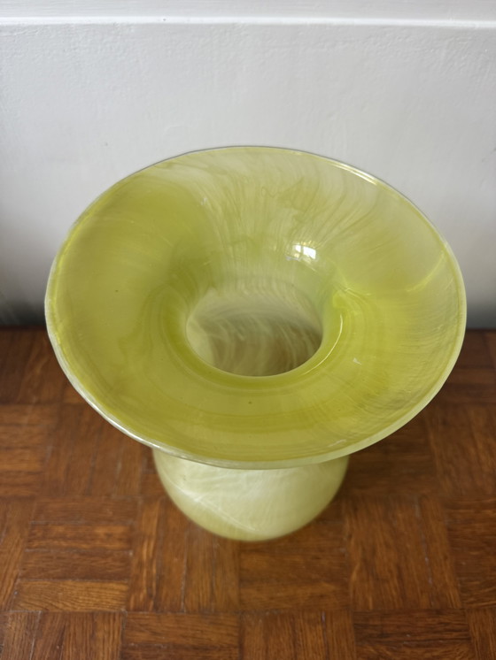 Image 1 of Yellow glass vase, hand-painted cold