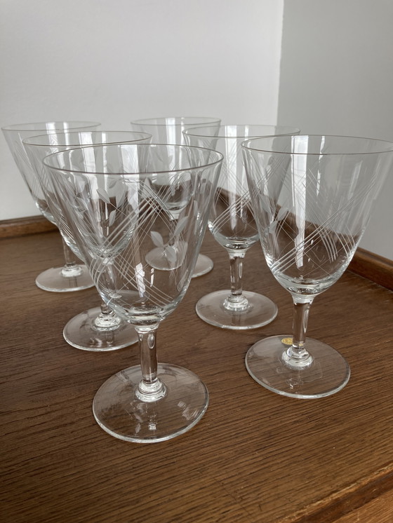 Image 1 of Serie Von 6 Älteren Geziselten Gläsern