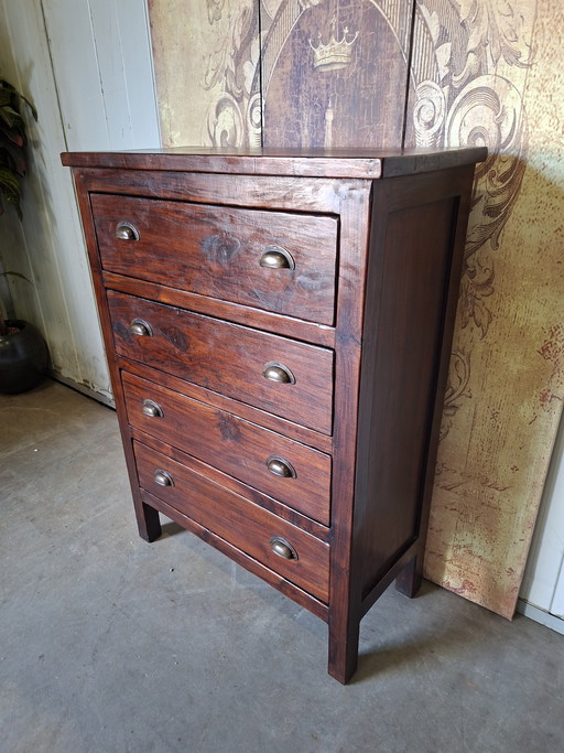 Cassettiera in teak, mobile da farmacia, schedario, dimensioni: 78x36 cm e 105 cm di altezza.