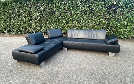 Image 1 of Divano angolare in vera pelle nera Montel